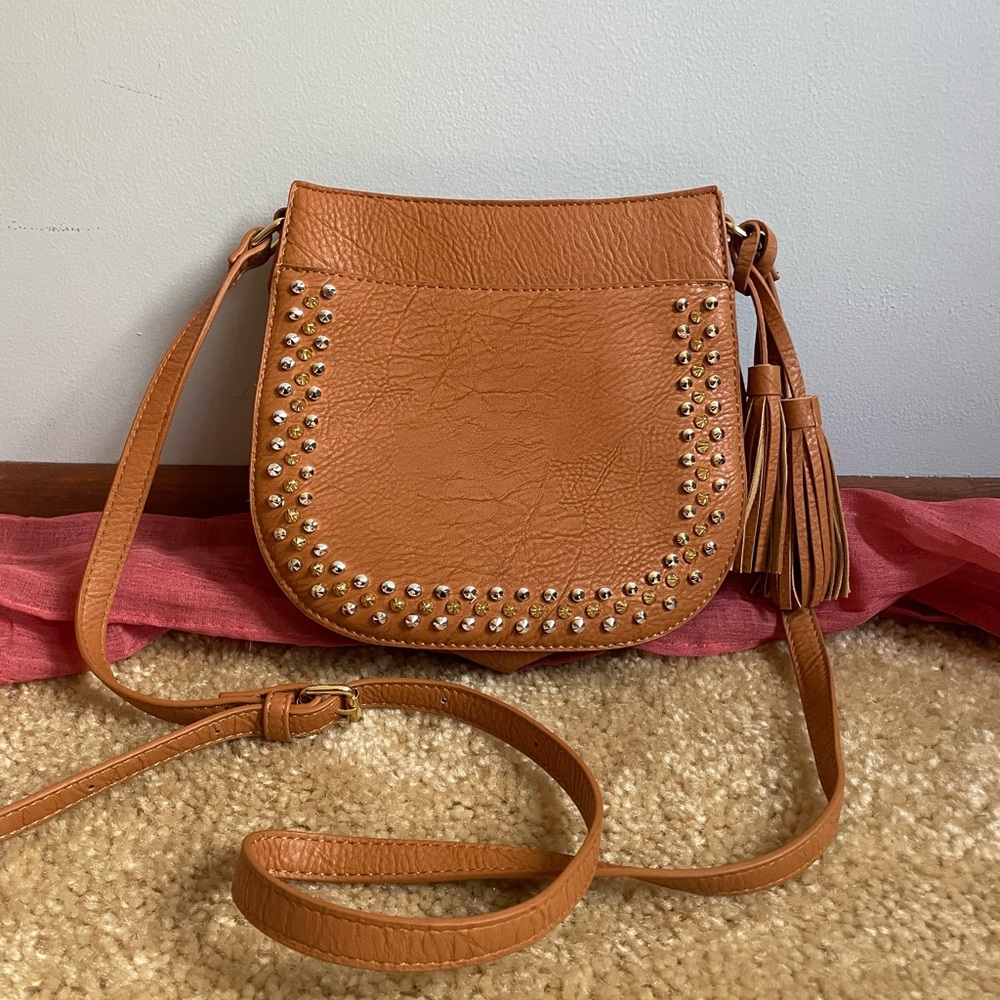 NWOT Charming Charlie Studded Camel Crossbody